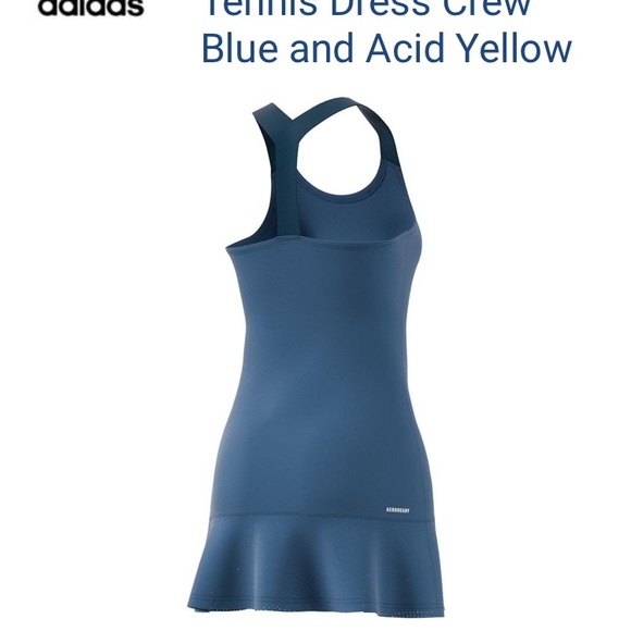 NWT Adidas Women's AEROREADY Y-Back Tennis Dress Crew Blue size M - Picture 3 of 6